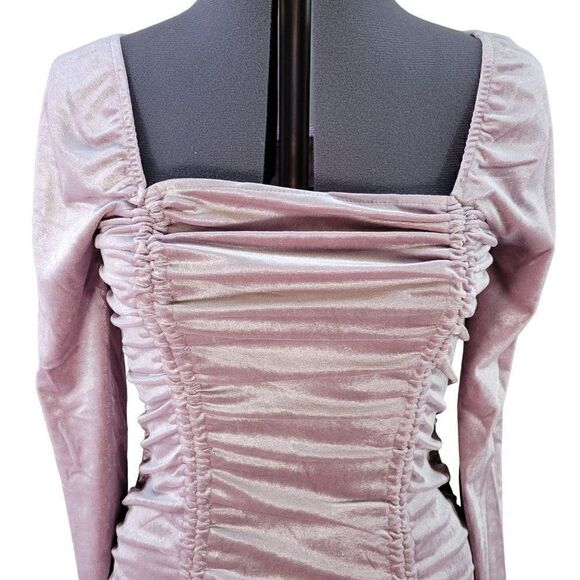 Wild Fable Ruched Light Mauve Velvet Bodycon Dress Sz XL - Picture 4 of 9